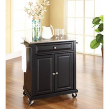 Load image into Gallery viewer, Stainless Steel Top Portable Kitchen Cart Island in Black Finish