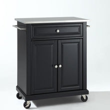 Load image into Gallery viewer, Stainless Steel Top Portable Kitchen Cart Island in Black Finish