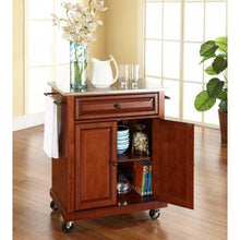 Load image into Gallery viewer, Stainless Steel Top Portable Kitchen Island Cart in Classic Cherry