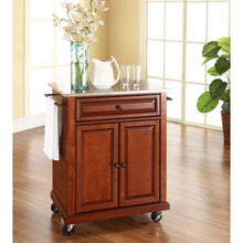 Load image into Gallery viewer, Stainless Steel Top Portable Kitchen Island Cart in Classic Cherry
