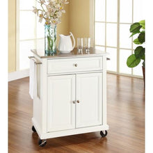 Load image into Gallery viewer, Stainless Steel Top Portable Kitchen Island Cart in White Finish