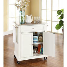 Load image into Gallery viewer, Stainless Steel Top Portable Kitchen Island Cart in White Finish