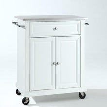 Load image into Gallery viewer, Stainless Steel Top Portable Kitchen Island Cart in White Finish