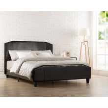 Load image into Gallery viewer, King size Espresso Faux Leather Upholstered Platform Bed with Headboard &amp; Footboard