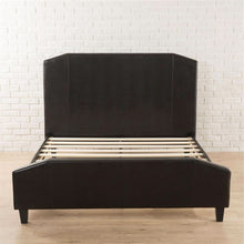 Load image into Gallery viewer, King size Espresso Faux Leather Upholstered Platform Bed with Headboard &amp; Footboard