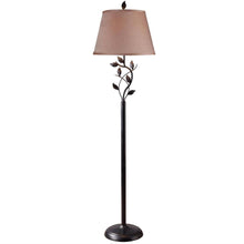 Load image into Gallery viewer, Vine Leaves Rubbed Bronze Finish Floor Lamp with 15-inch Gold Tapered Shade