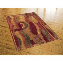 Load image into Gallery viewer, 8&#39; x 10&#39; Abstract Area Rug with Red Wine Green and Yellow Colors