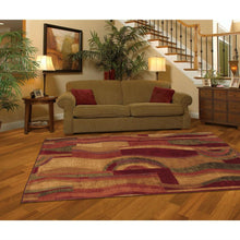 Load image into Gallery viewer, 8&#39; x 10&#39; Abstract Area Rug with Red Wine Green and Yellow Colors
