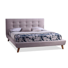 Load image into Gallery viewer, King Modern Beige Linen Upholstered Platform Bed with Button Tufted Headboard