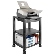 Load image into Gallery viewer, 3-Shelf Mobile Printer Stand with Organizer Drawer in Black