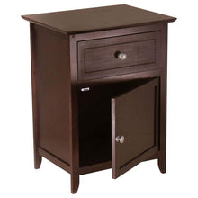 Load image into Gallery viewer, Antique Walnut Wood Finish 1-Drawer Bedroom Nightstand End Table Cabinet
