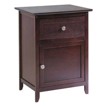 Load image into Gallery viewer, Antique Walnut Wood Finish 1-Drawer Bedroom Nightstand End Table Cabinet