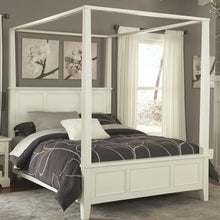 Load image into Gallery viewer, King size Contemporary Canopy Bed in White Wood Finish