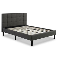 Load image into Gallery viewer, King size Modern Dark Grey Upholstered Platform Bed Frame with Headboard