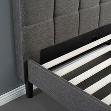 Load image into Gallery viewer, King size Modern Dark Grey Upholstered Platform Bed Frame with Headboard