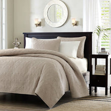 Load image into Gallery viewer, Full - Queen size Khaki Light Brown Tan Coverlet Quilt Set with 2 Shams