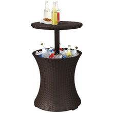 Load image into Gallery viewer, Outdoor Patio Pool Cocktail Table Cooler Bar in Brown Wicker Resin