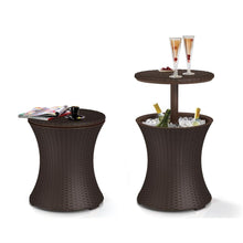 Load image into Gallery viewer, Outdoor Patio Pool Cocktail Table Cooler Bar in Brown Wicker Resin