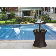 Load image into Gallery viewer, Outdoor Patio Pool Cocktail Table Cooler Bar in Brown Wicker Resin