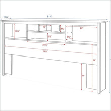 Load image into Gallery viewer, King size Bookcase Headboard in Black Wood Finish