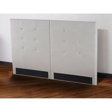 Load image into Gallery viewer, King size Light Gray Off White Faux Leather Upholstered Platform Bed with Headboard