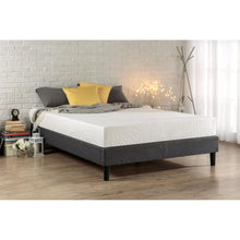 Load image into Gallery viewer, King size Grey Upholstered Platform Bed Frame with Mid-Century Style Legs
