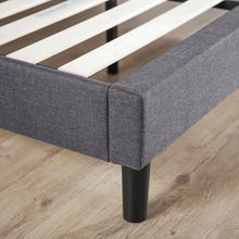 Load image into Gallery viewer, King size Grey Upholstered Platform Bed Frame with Mid-Century Style Legs