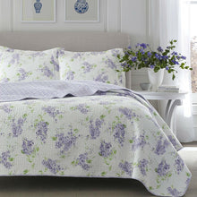 Load image into Gallery viewer, Full - Queen size 3-Piece Cotton Quilt Set with White Purple Floral Pattern
