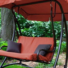 Load image into Gallery viewer, 2-Seat Outdoor Porch Swing with Canopy in Terracotta Red