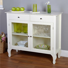 Load image into Gallery viewer, Antique White Sideboard Buffet Console Table with Glass Doors