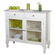 Load image into Gallery viewer, Antique White Sideboard Buffet Console Table with Glass Doors
