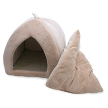 Load image into Gallery viewer, Tan 18-inch Large Dog Bed Tent with Soft Fleece Linning