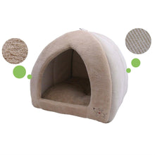 Load image into Gallery viewer, Tan 18-inch Large Dog Bed Tent with Soft Fleece Linning