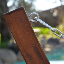 Load image into Gallery viewer, Stripped Cotton Canvas Hammock with Crescent Wood Frame Stand