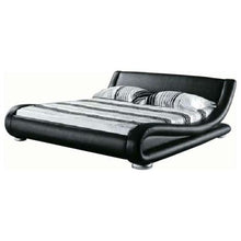 Load image into Gallery viewer, California King Modern Black Faux Leather Upholstered Platform Bed