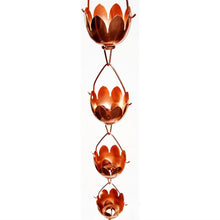 Load image into Gallery viewer, Lily Lotus Flower 100% Copper 8-Foot Rain Chain