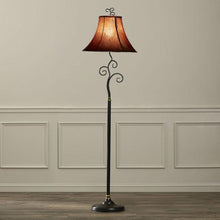 Load image into Gallery viewer, Contemporary 61-inch Tall Floor Lamp with Red and Gold Bell Shade