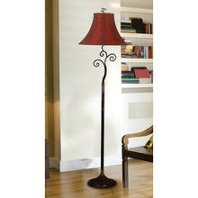 Load image into Gallery viewer, Contemporary 61-inch Tall Floor Lamp with Red and Gold Bell Shade