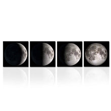 Load image into Gallery viewer, Moon Phases 4-Panel Modern Framed Canvas Print Wall Art