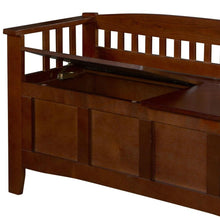 Load image into Gallery viewer, Split Seat Storage Accent Bench in Walnut Wood Finish