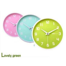 Load image into Gallery viewer, Silent Non-Ticking Wall Clock in Key Lime and White