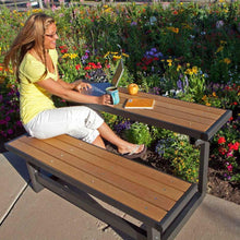 Load image into Gallery viewer, Metal and Wood Park Style Bench for Outdoor Patio Lawn Garden