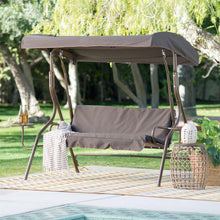 Load image into Gallery viewer, Outdoor Patio 2-Person Porch Swing with Adjustable Tilt Canopy and Side Table