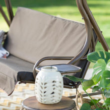 Load image into Gallery viewer, Outdoor Patio 2-Person Porch Swing with Adjustable Tilt Canopy and Side Table