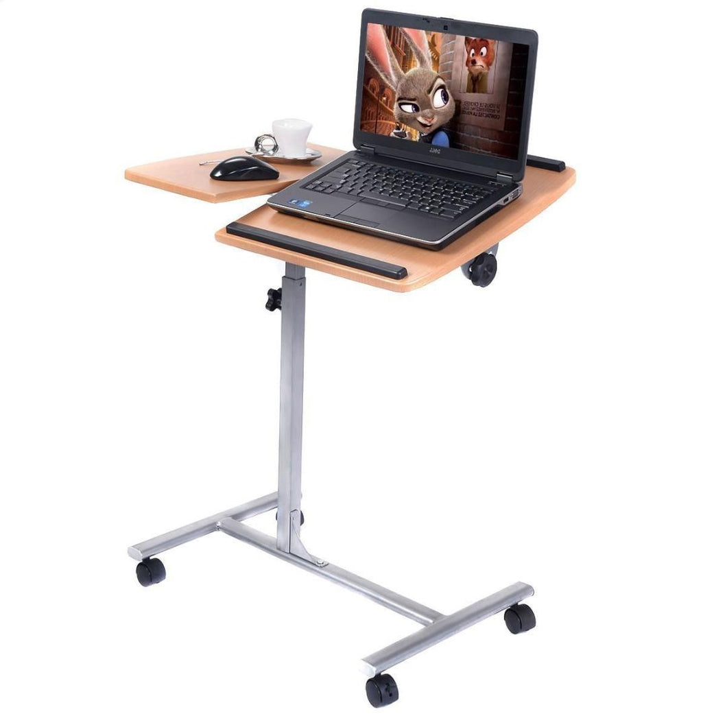Adjustable Height Tablet Laptop Desk TV Tray Table Mobile Swivel Cart