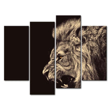Load image into Gallery viewer, Roaring Lion Big Kitty 4-Panel Wall Art Picture Print on Canvas