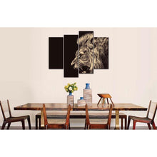 Load image into Gallery viewer, Roaring Lion Big Kitty 4-Panel Wall Art Picture Print on Canvas