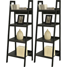Load image into Gallery viewer, Set of 2 - Black 4-Shelf Modern Ladder Style Bookcases