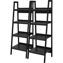 Load image into Gallery viewer, Set of 2 - Black 4-Shelf Modern Ladder Style Bookcases