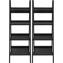 Load image into Gallery viewer, Set of 2 - Black 4-Shelf Modern Ladder Style Bookcases